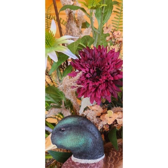 MALLARD DUCK FLORAL Arrangement large floral great entryway or mantel. - Picture 6 of 7